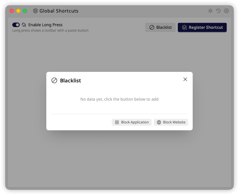 TextGO blacklist dialog